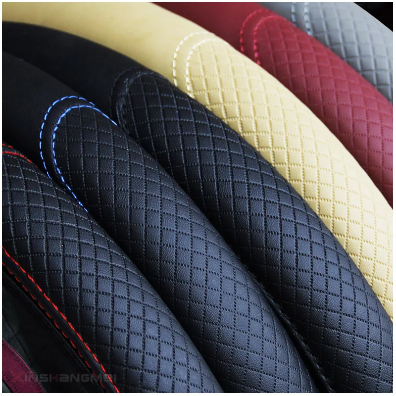 Protector universal para volante de automóvil de 37/38cm, protector antideslizante para volante de coche, estilo de coche de cuero en relieve antideslizante