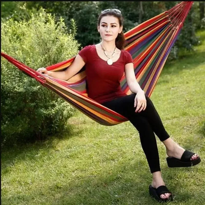 New Sale Ultralight Camping Hammock with Backpack Rainbow Outdoor Leisure Portable Hammock Canvas Hammocks