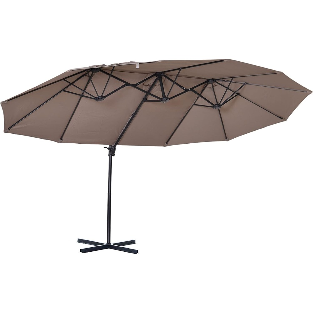 Patio Umbrella Double-Sided Outdoor Market Extra Large Umbrella with Crank, Cross Base for Deck, Lawn, Backyard an