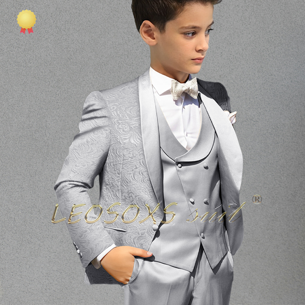 Champagner-Jacquard-Mantel-Kleid-Set für Jungen (Mantel + Weste + Hose), für Kinder, Hochzeit, Party, Geburtstag, Geschenk, eleganter Gentleman-Smoking