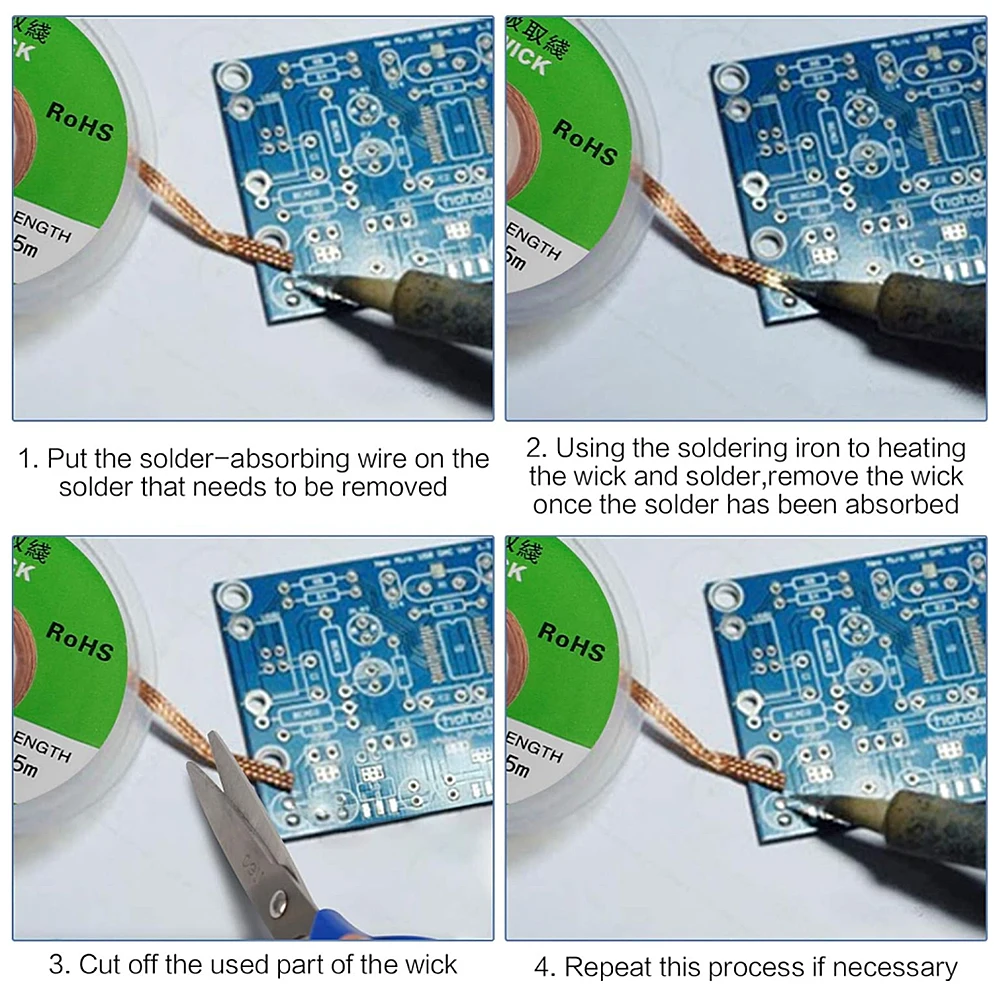 Ansiki Desoldering Wick 3M length Desoldering Mesh Braid for Solder Remover Wick Welding Tin Sucker PCB BGA Soldering Tool
