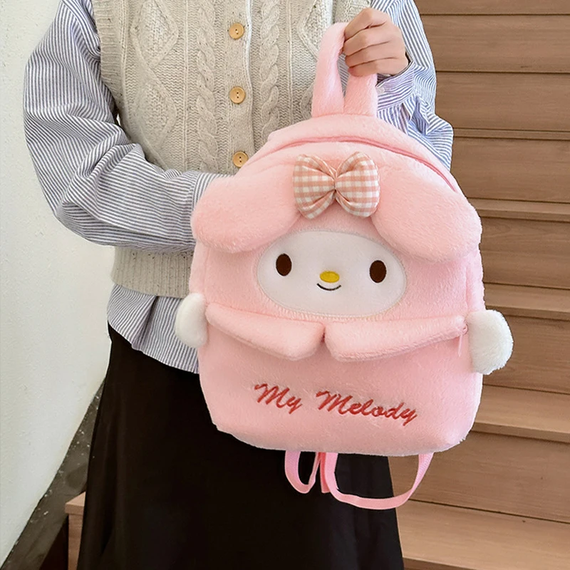 Pluszowy plecak Kuromi & Cinnamoroll, miękki, uroczy kreskówkowy design, przestronny plecak na co dzień do szkoły, podróży i codziennego użytku