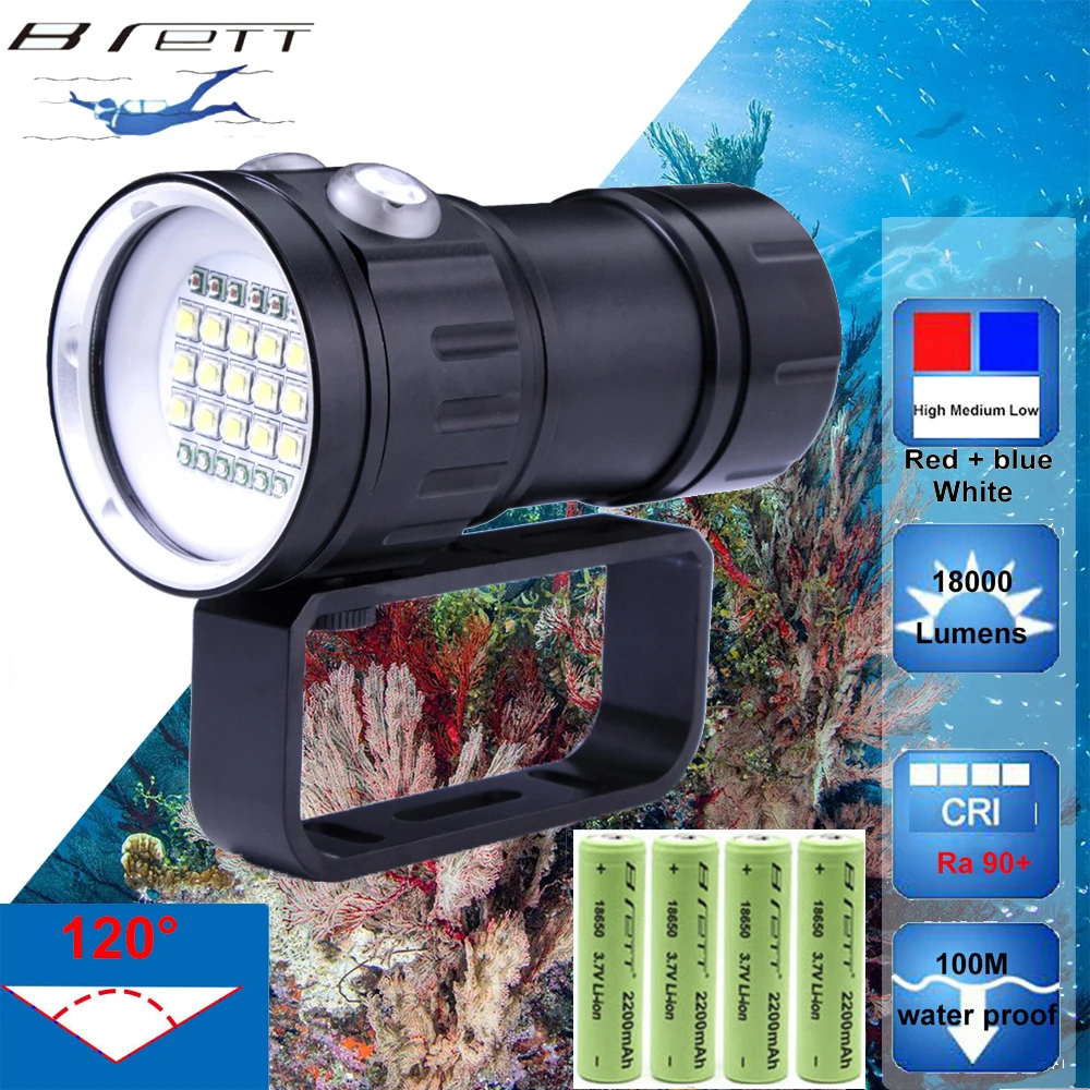 Đèn LED Đèn Pin Lặn 20000Lumens 6 X XHP70 Dưới Nước Chiếu Sáng 100M Chống Nước Chiến Thuật Đèn Pin Cho Ảnh Lấp Đầy Ánh Sáng