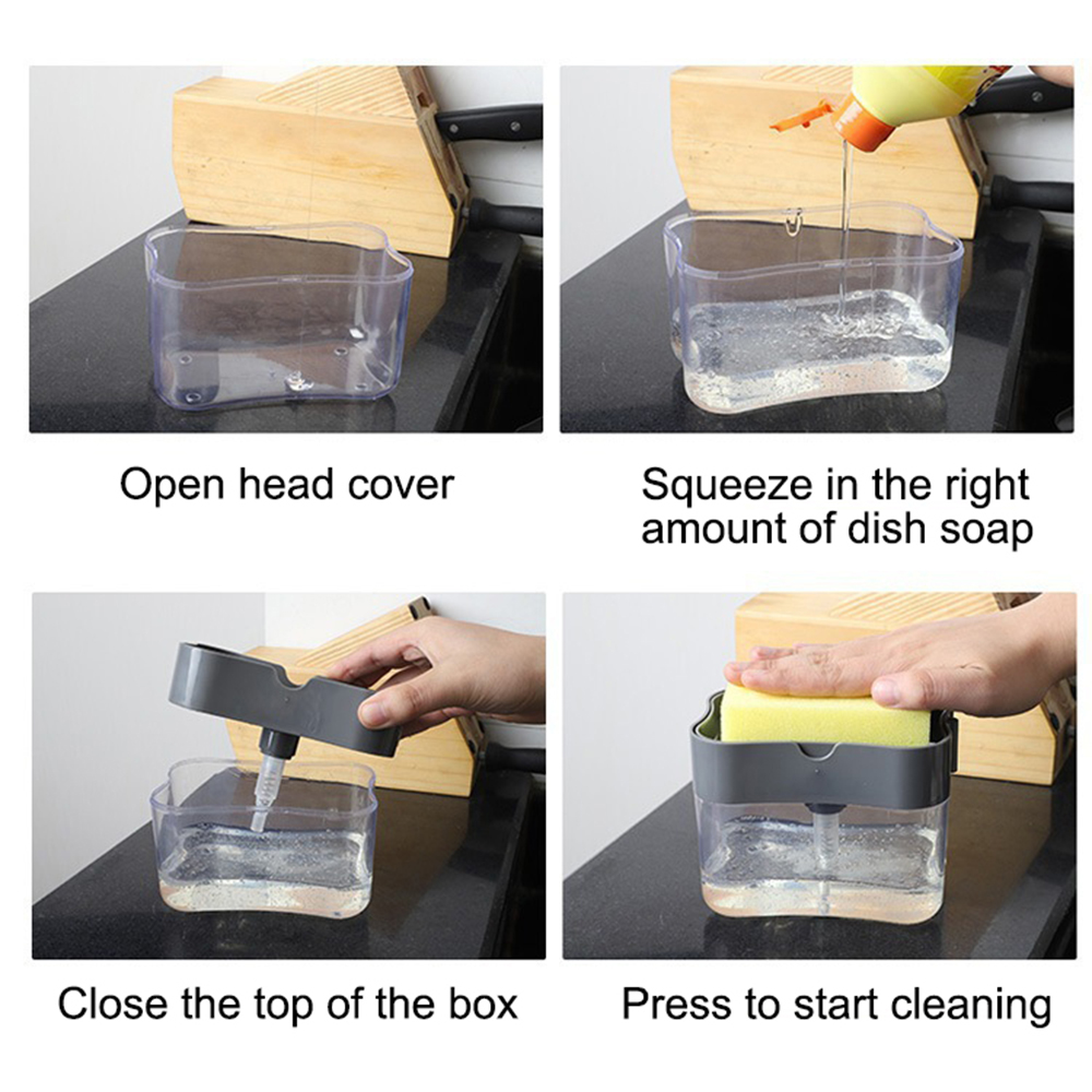 Washing Detergent Press Cleaning Pot Brush Kitchen Style Automatic Liquid Dispenser Dishwashing Brush Pot Tool Soap Dispenser