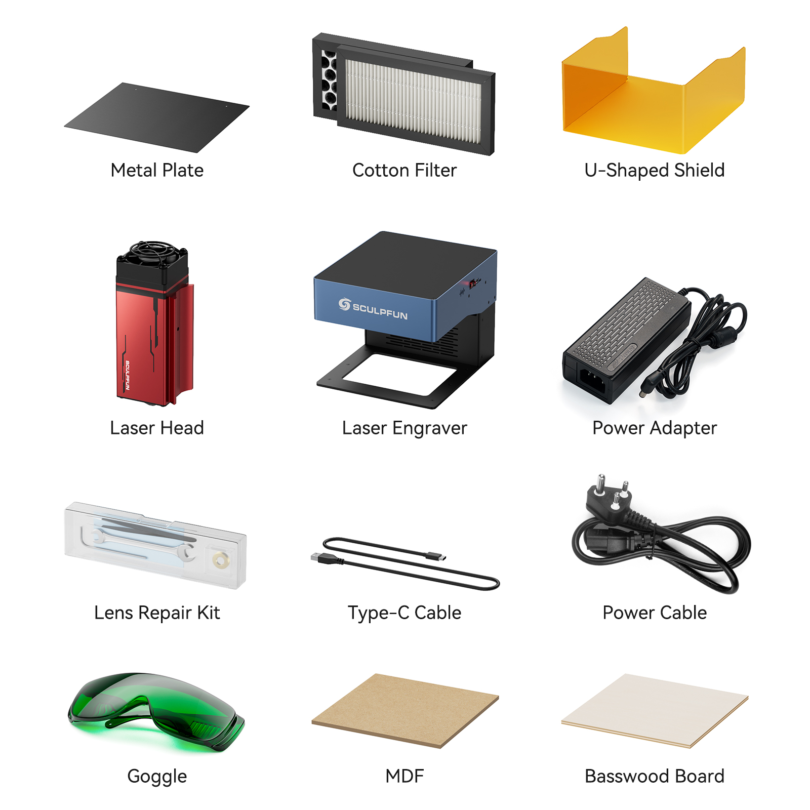 Sculpfun iCube Pro Max 10 W Lasergravierer, tragbare Lasergravurmaschine mit Rauchfilter, Temperaturalarm, ultrafein, 0,08 mm