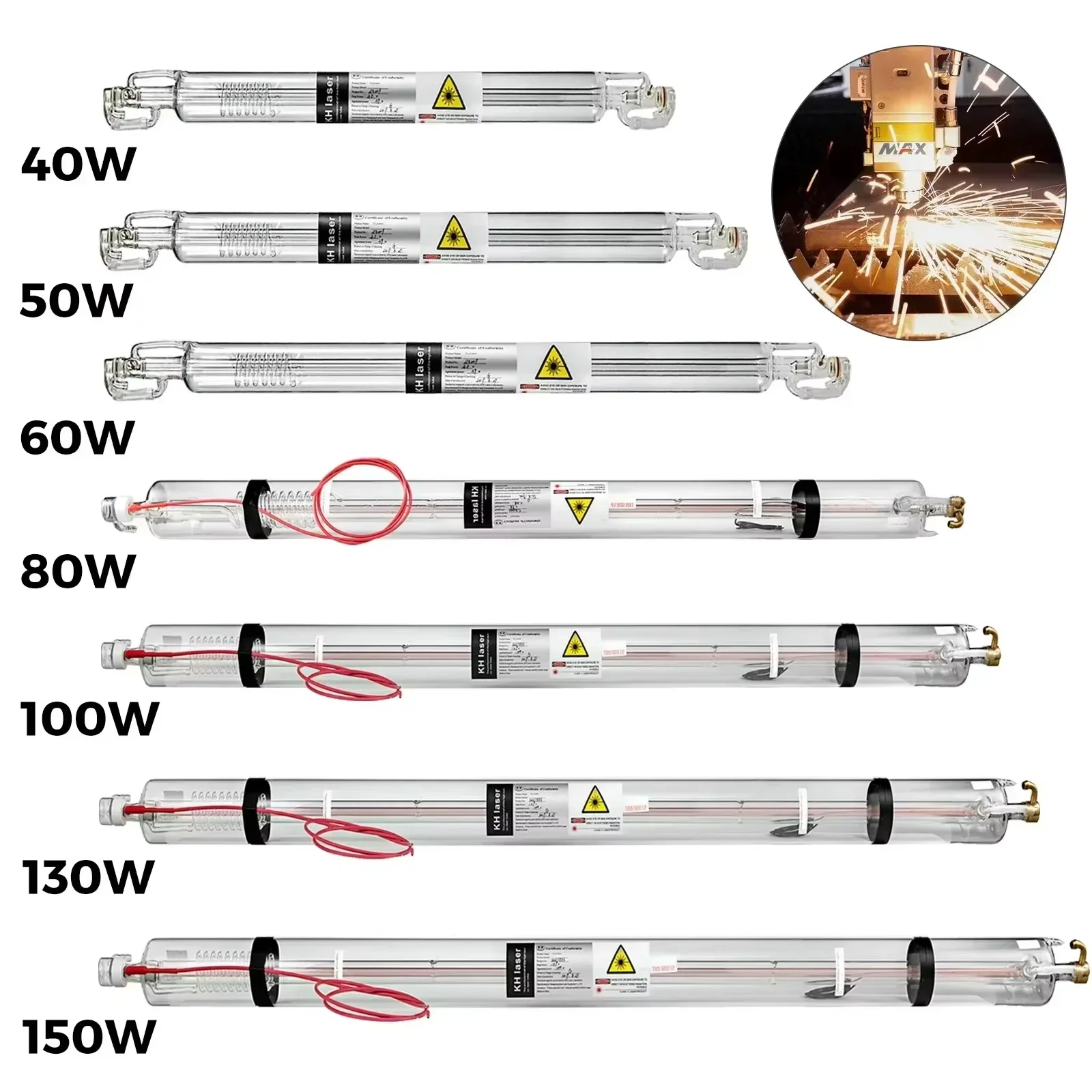 Tubo láser de CO2 SIHAO 40W 50W 60W 80W 100W 130W 150W potente 700mm a 1830mm de longitud vidrio 80mm de diámetro para máquina cortadora grabadora