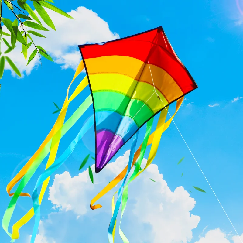 YongJian-pipa de arcoíris colorida, pipa de diamante de cola larga para principiantes, juguetes al aire libre, regalo de cumpleaños para niños, cometa de playa, deporte divertido al aire libre