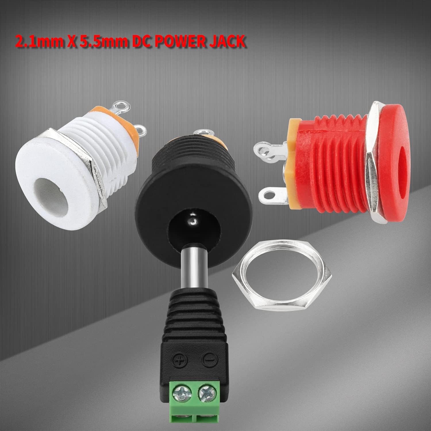 DaierTek 30PCS 2,1mm Barrel Jack 5,5x2,1mm Weibliche DC Power Jack 2,1X5,5mm DC Jack Stecker 6V 9V 12V DC Jack Panel Mount