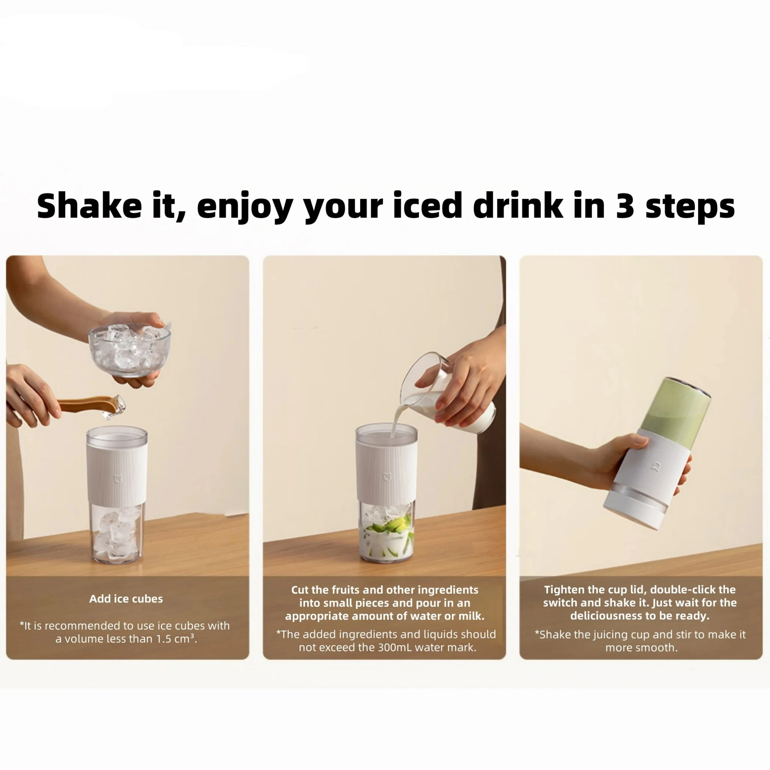 Xiaomi Mijia 휴대용 Juicer 2 과일 자동 Juicer Type-C 충전 자동 린스 가정용 300ML 용량 Juicer