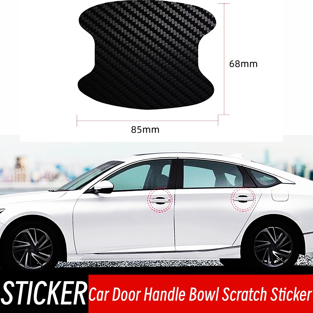 4pcs/Set Universal Car Door Handle Bowl Scratch Protective Sticker Automobiles Door Handle Carbon Fiber Protector Accessories