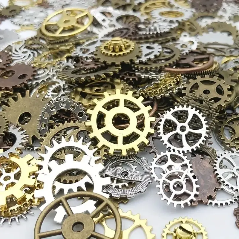 ประมาณ 50g สุ่มผสมสีขนาดผสมโลหะ Steampunk Cogs เกียร์ Charms จี้สําหรับเครื่องประดับ DIY ทําอุปกรณ์