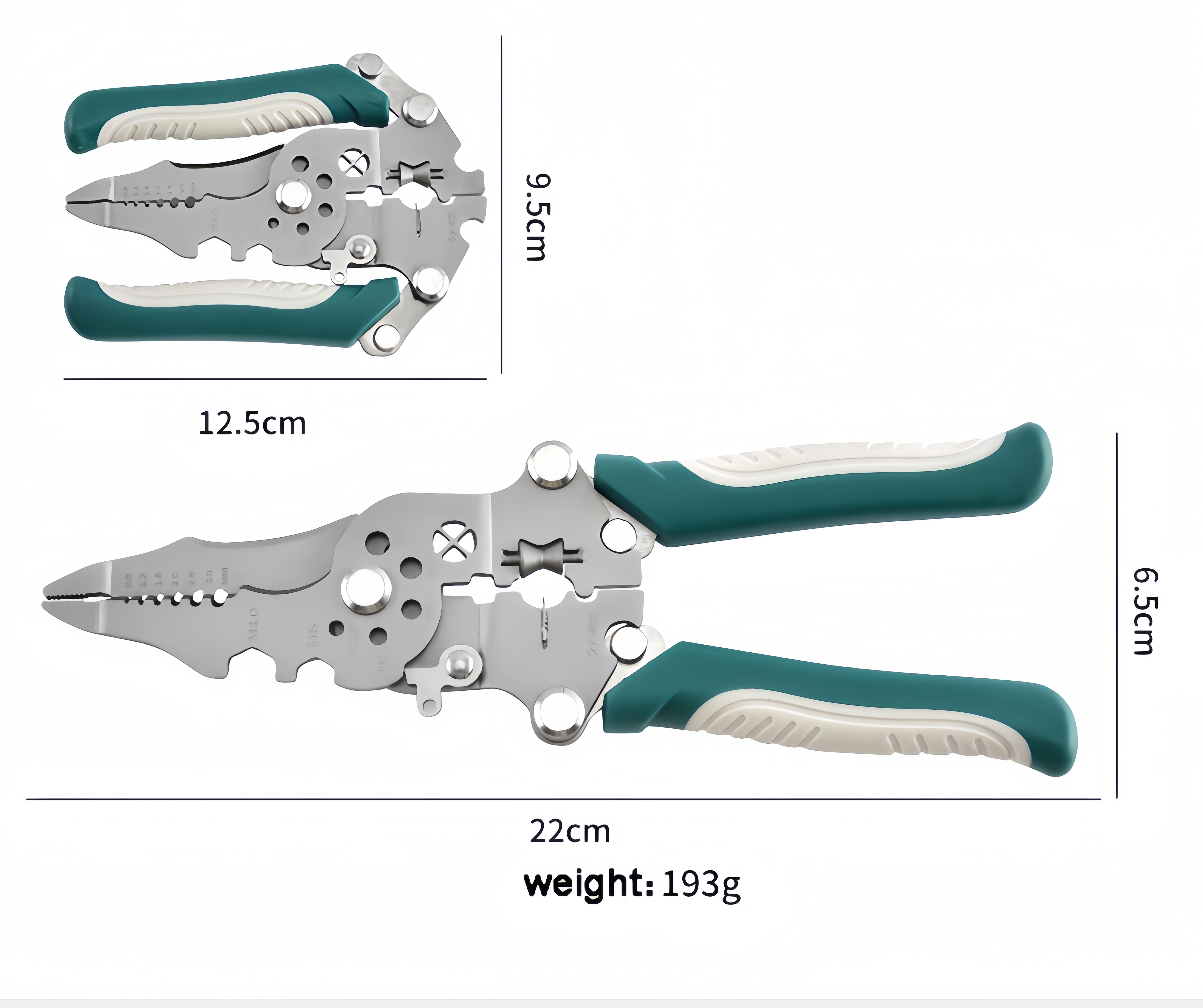 Foldable wire stripper electrician wire splitter wire pliers crimping plier tool with stripping, crimping and twisting functions