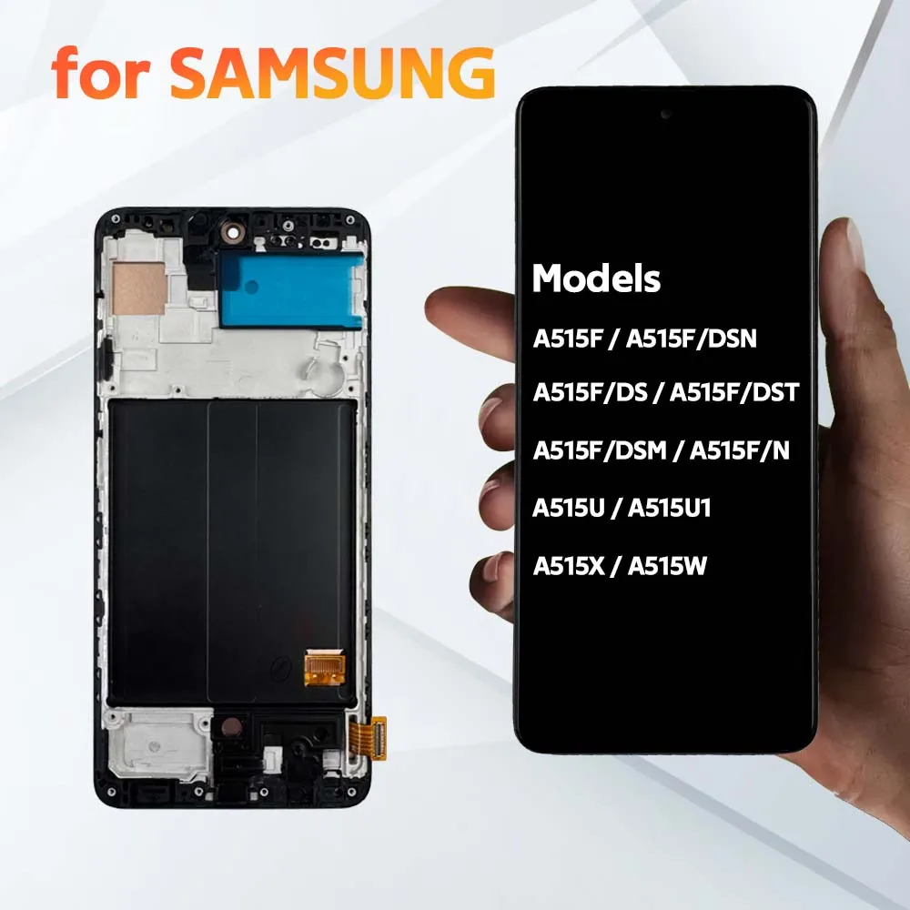 Super AMOLED LCD para Samsung A51 MONTAJE DE digitalizador con pantalla táctil pantalla probada para Samsung A51 LCD con marco SM-A515 A515F
