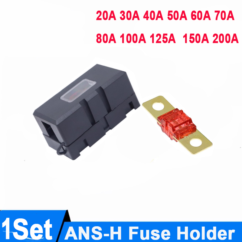 1Set ANS-H 1-Way Midi Fuse Holder ANS-8 20A 50A 70A 80A 100A 120A 150A 200A Safety Plate Base Car Carrier Fuse Box Bolt Type
