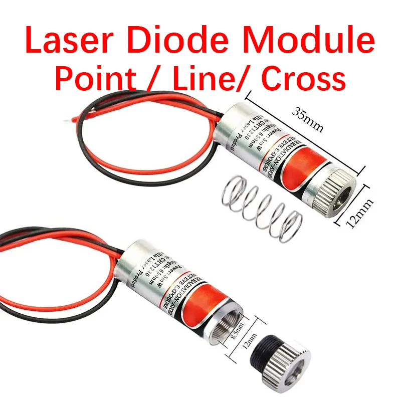 Punto laser 650nm 12mm/Linea/Linea rossa incrociata Modulo industriale Lunghezza focale regolabile 5mw