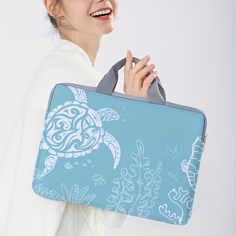 1-piece set, turtle patterned laptop bag, briefcase, suitable for 14 inch laptops, fixed laptop bag