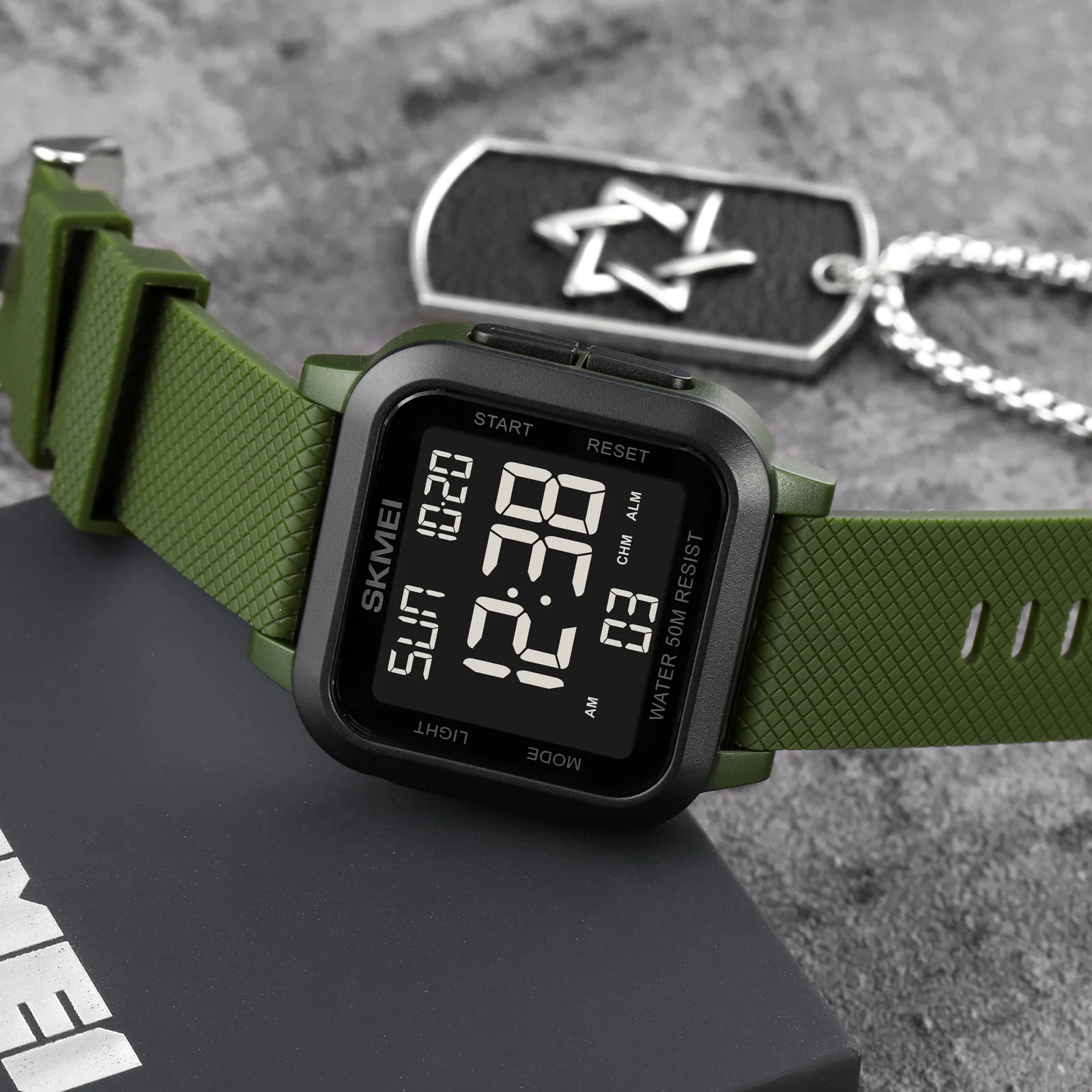 SKMEI1894 pantalla LED reloj Digital de choque reloj hombre deporte al aire libre hombres alarma cronógrafo 5Bar relojes militares impermeables