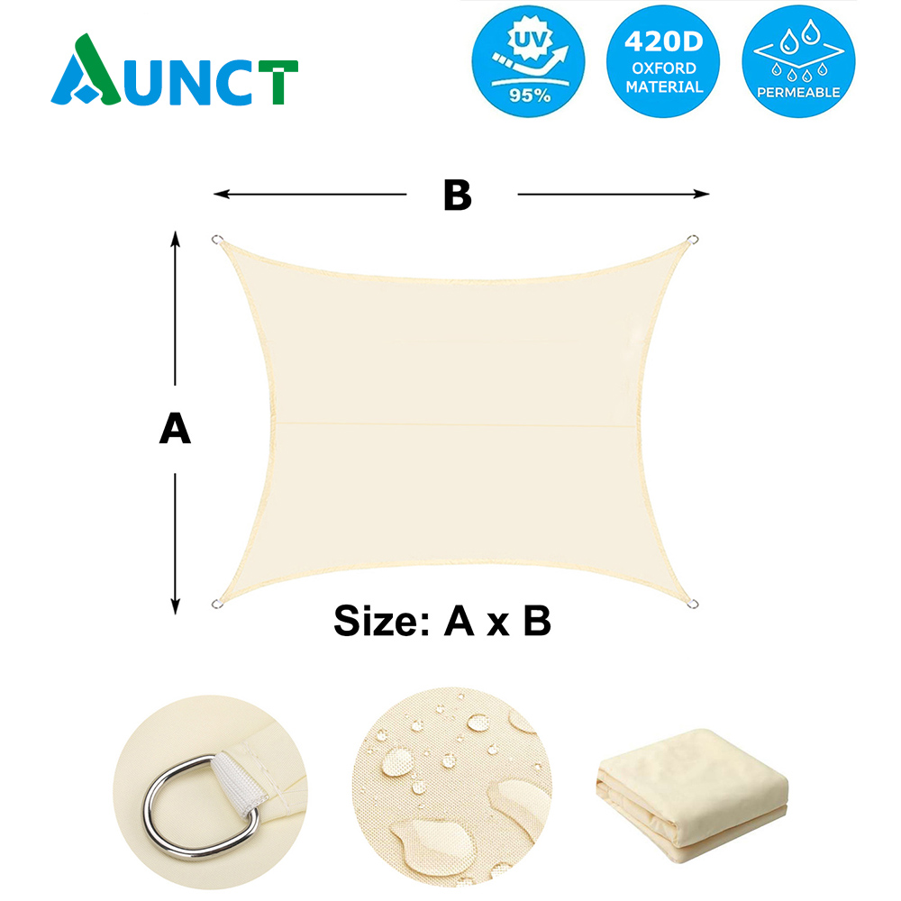 Vela de sombra rectangular cuadrada impermeable 420D, toldo de piscina para jardín al aire libre, refugio solar para acampar y senderismo