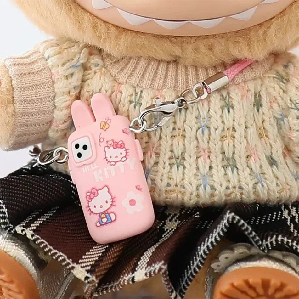 Accesorios para Labubu, accesorios para Crybaby, bolsa para teléfono con cámara de estilo de dibujos animados, accesorios para muñecos de peluche, colgante, ventilador, regalo de cumpleaños