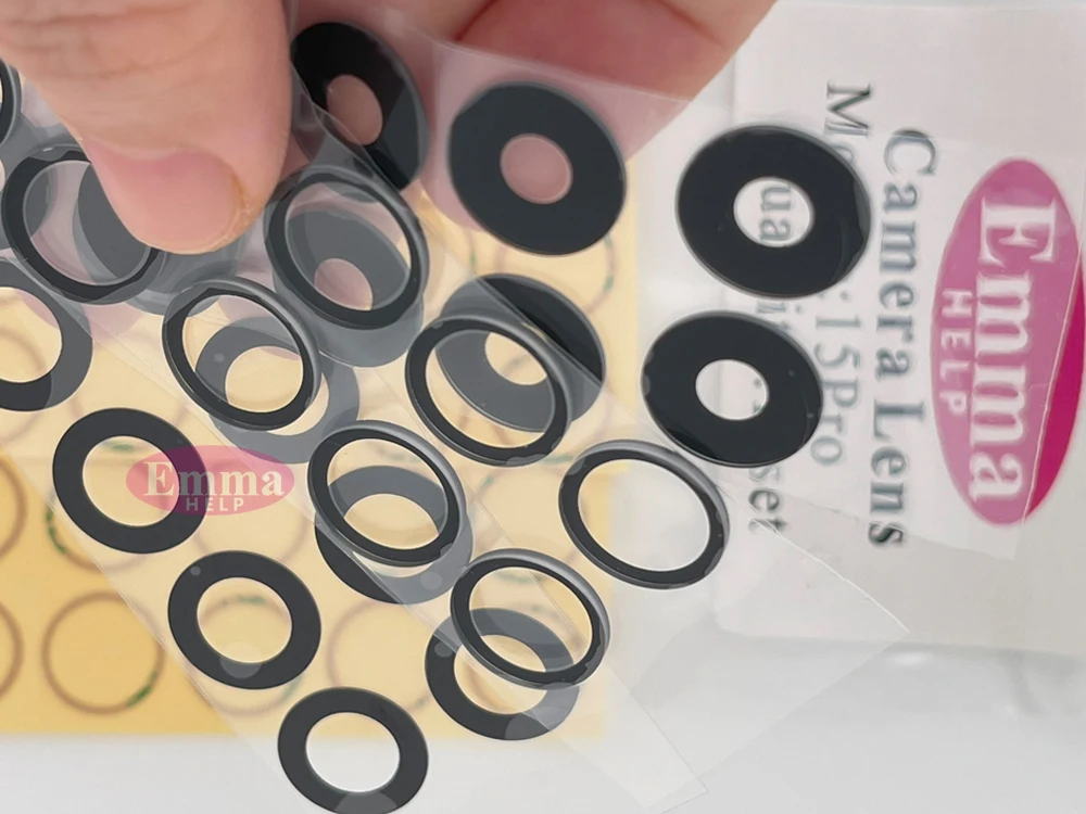 EmmaHelp 10pcs กระจกกล้องด้านหลังสําหรับ iPhone 7 8 PLUS 6 6S 6Plus 7Plus X XR XS สูงสุด 11 12 ฝาครอบด้านหลังเลนส์ 3M ผู้ถือสติกเกอร์อะไหล่