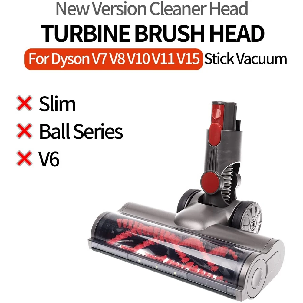HOT SALE Turbine Brush Head for Dyson V7 V8 V10 V11 V15 Vacuum Cleaner Floor Attachment with LED Headlights