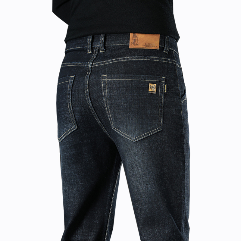 Nuevos pantalones vaqueros rectos ajustados de estilo de negocios para hombre, pantalones vaqueros informales elásticos clásicos azules y negros a la moda para hombre de talla grande 40