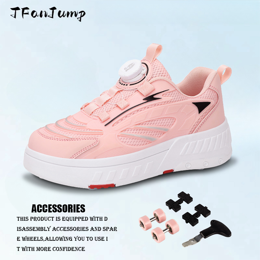 Patines de ruedas de deformación, zapatos de doble fila, patines de 4 ruedas, zapatos con ruedas, zapatillas de deporte con ruedas de doble uso, zapatos de skate