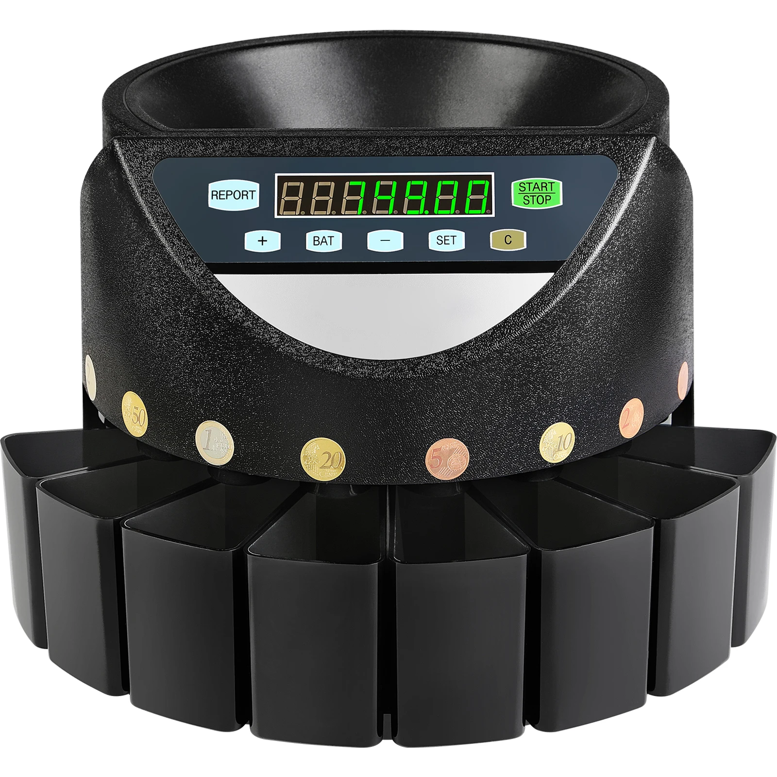 SucceBuy 300 pièces/Min Euro compteur de trieur de pièces de monnaie Machine électrique automatique professionnelle affichage LED pour magasin banque commerciale
