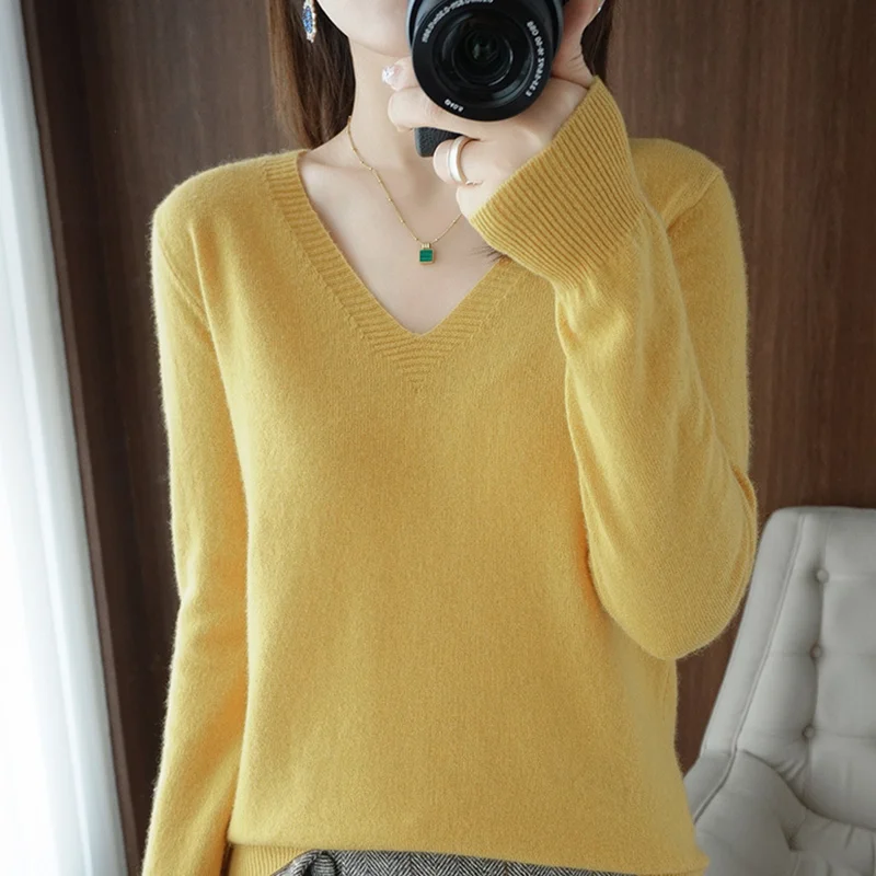 ฤดูใบไม้ร่วงและฤดูหนาวเสื้อกันหนาวผู้หญิงใหม่ V คอลูกไม้คอ Hollow OUT Design Casual ถักแขนยาวผู้หญิง