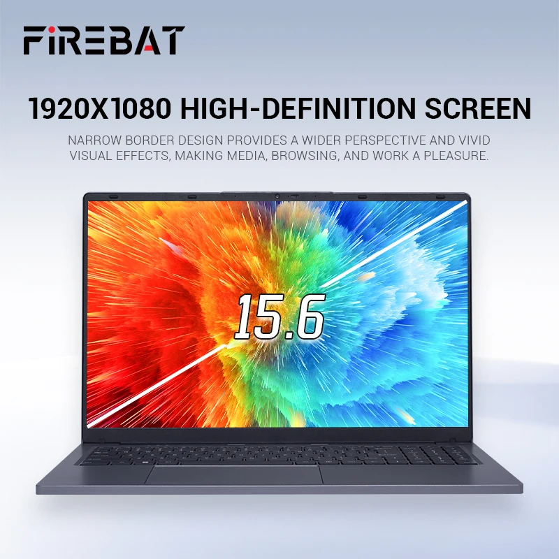 Firebat AT15 노트북 Intel N150 CPU 15.6 인치 16GB RAM 512GB SSD 경량 비즈니스 컴퓨터 노트북 BT4.2 WiFi5 1080*1920