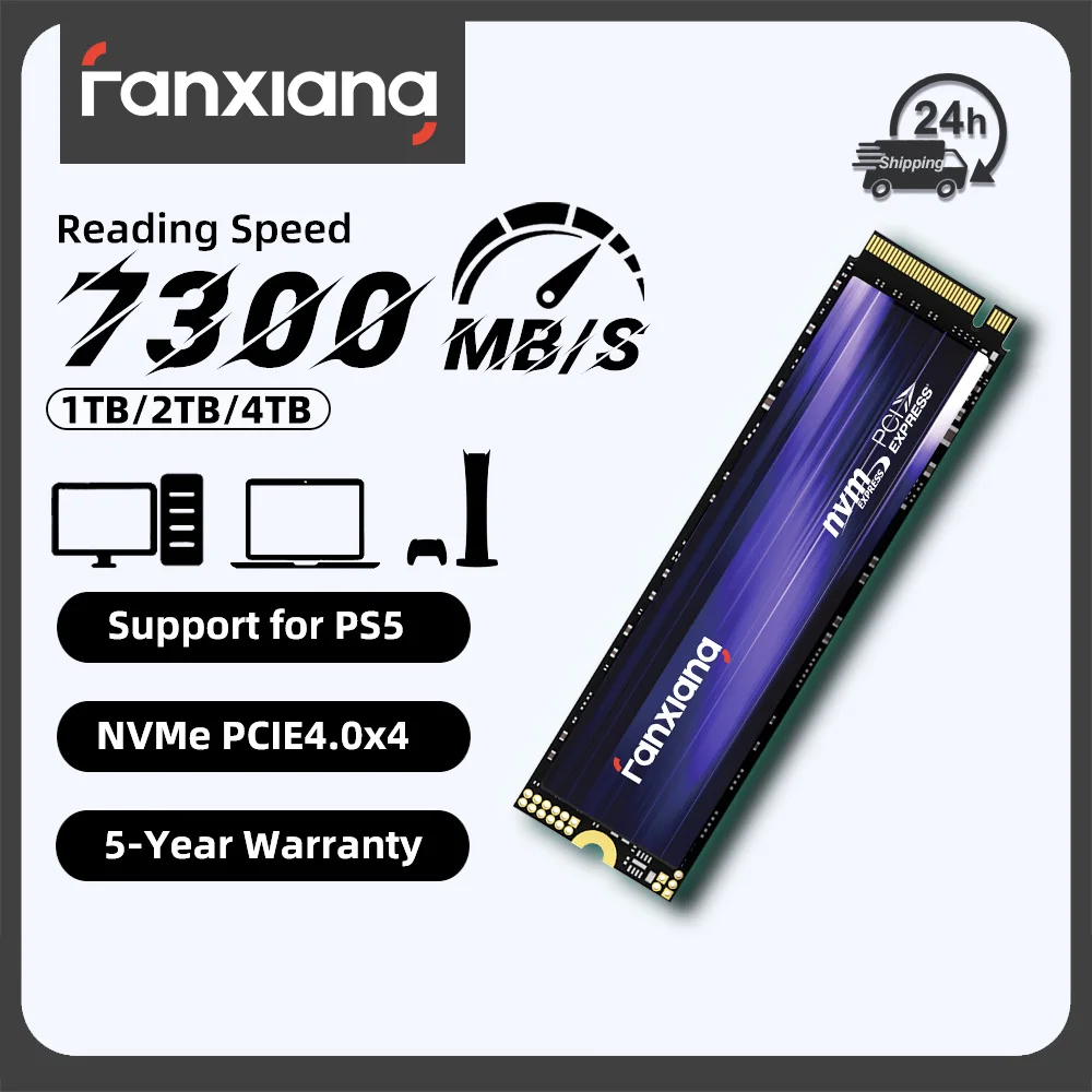 Fanxiang S880 M.2 SSD 1 ТБ 2 ТБ 4 ТБ 7300 МБ/с PCIe4.0x4 M.2 NVMe SSD Drive 2280 Размер Внутренний твердотельный накопитель для PS5 Ноутбук ПК