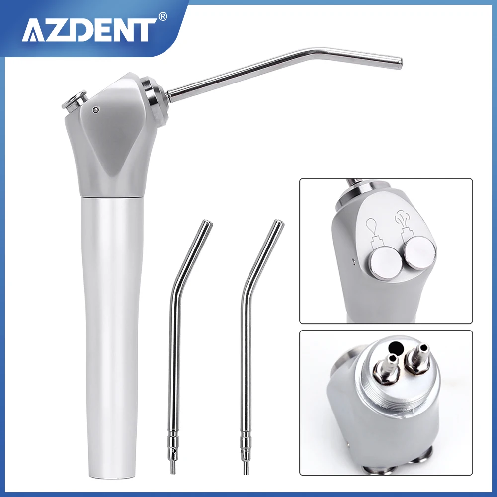 AZDENT Dental Air Water 3 Way Syringe Handpiece with 2 Nozzles Tips Tubes For Air Triple Syringe Dental Cleaning Tool
