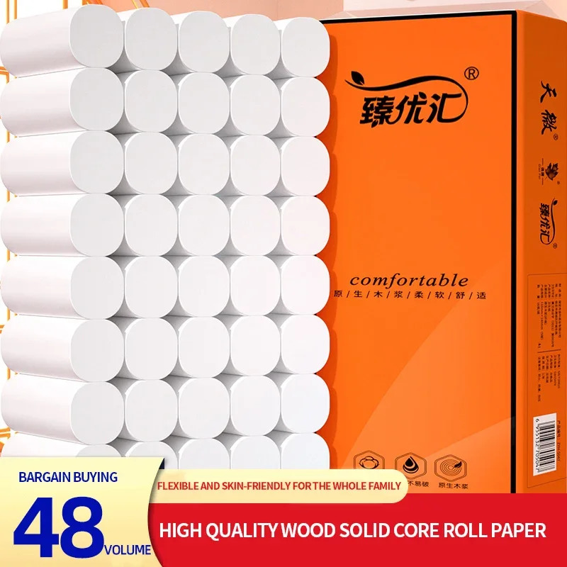 48 rollos de papel higiénico para el hogar, toalla de mano, papel higiénico, toalla de papel integral, rollos sin núcleo