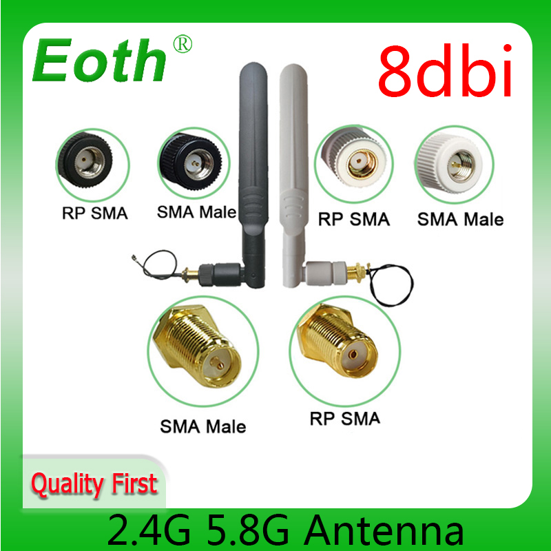 eoth 2,4 г Wi-Fi антенна маршрутизатор антенна 2,4 ГГц 5,8 ГГц IOT 8dBi antene RP-SMA sma male двухдиапазонный 2,4G 5,8G 21 см Pigtal
