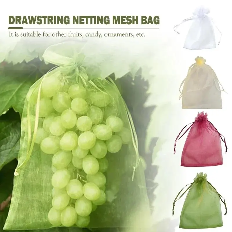 50 stücke Obst Schutz Taschen Anti-Vogel Garten Netting Taschen Erdbeere Trauben Mesh Tasche Plante Gemüse Netting Abdeckung Garten werkzeug