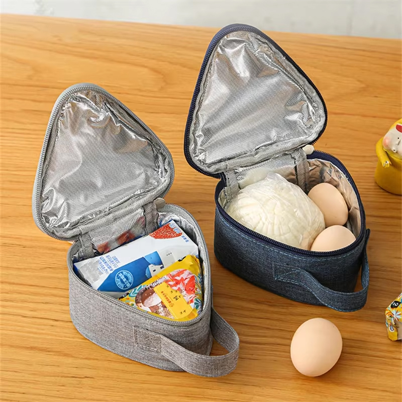 Portable Triangle Insulation Lunch Bag for Rice Vegetable Roll Milk Sandwich Egg Breakfast - Keep Food Warm Cool