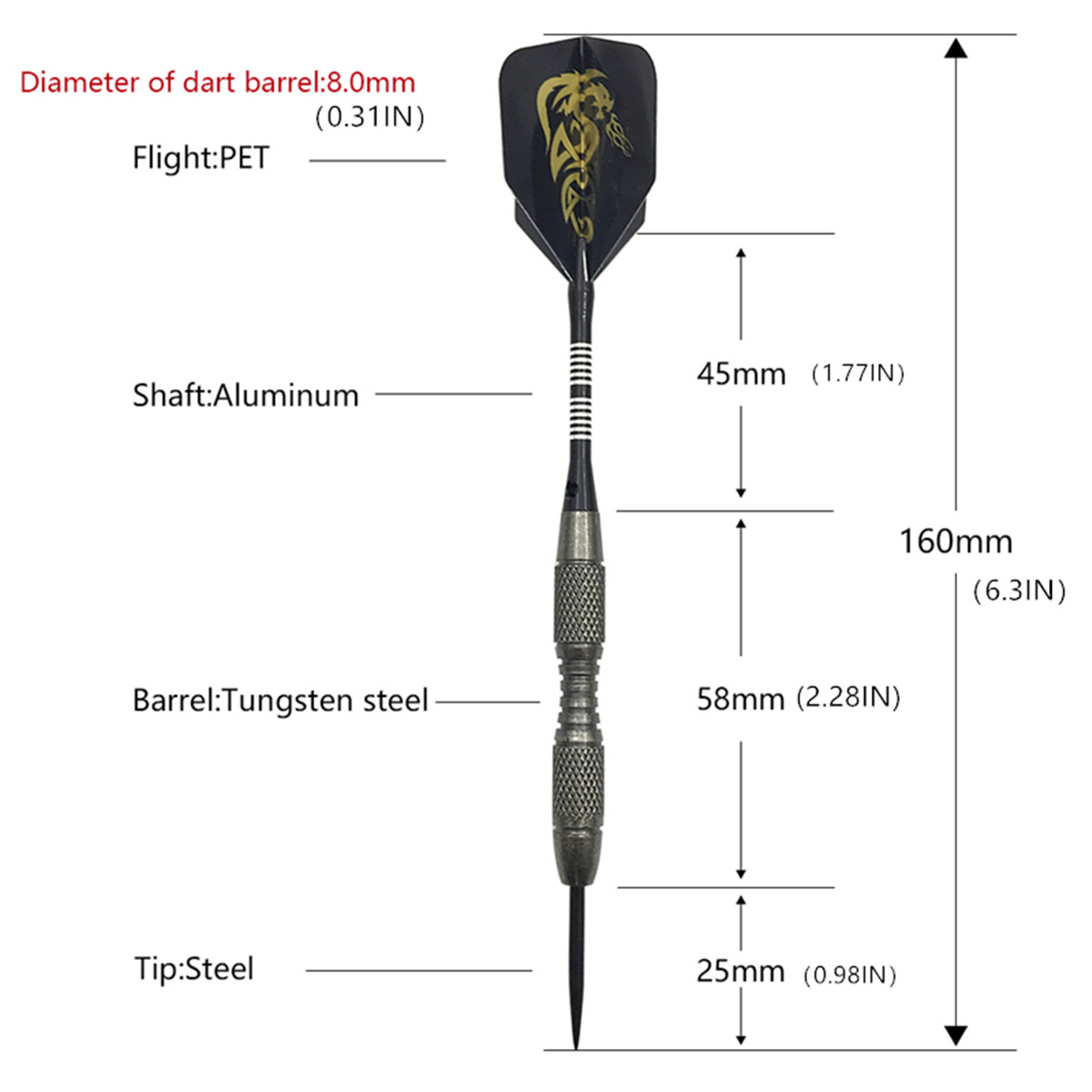 3 stücke 20g Metall hochwertige Nachahmung Wolfram Stahl Darts 16cm (6,3 Zoll) starre Nadel profession elle Ausbildung Erwachsenen Unterhaltung