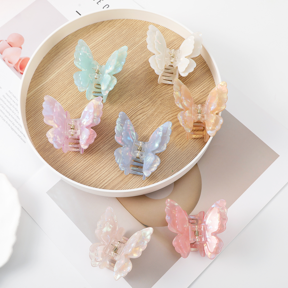 Awaytr Doppels chicht blenden Schmetterling Haar Krallen clips für Frauen Mädchen Haars pange Haars pange Haars pangen Kopf bedeckung Haarschmuck
