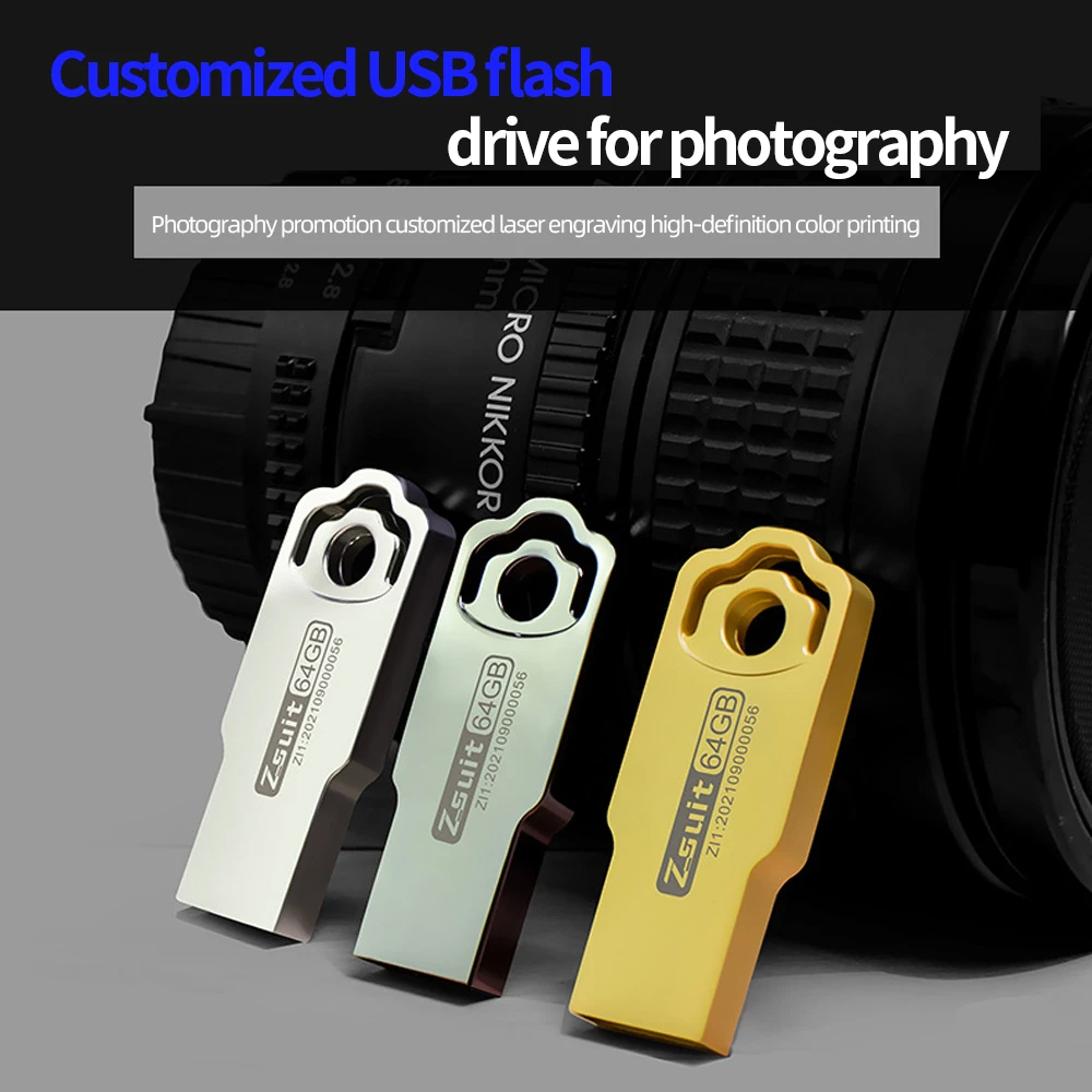 Metal Flash USB Drive 64G/32G/128GB Large Capacity Fast Read Pen Drives USB Memory Stick Waterproof Flash USB Free Key Pendrive