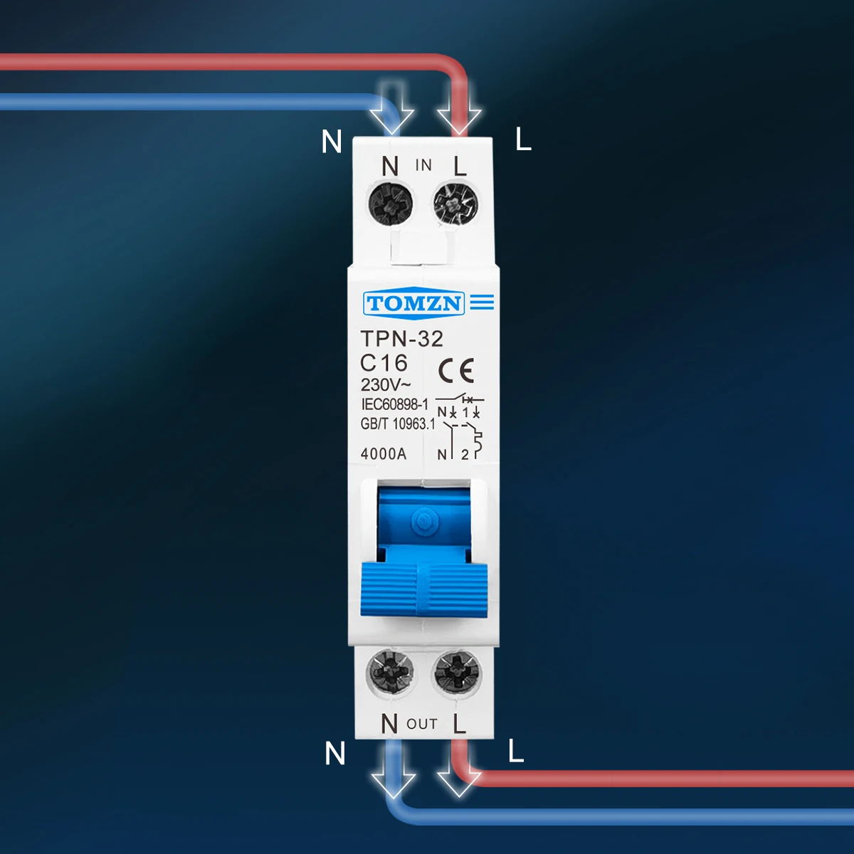 TPN 1P + N Mini disyuntor MCB 6A 10A 16A 20A 25A 32A montaje en carril Din interruptor de aire doméstico en miniatura