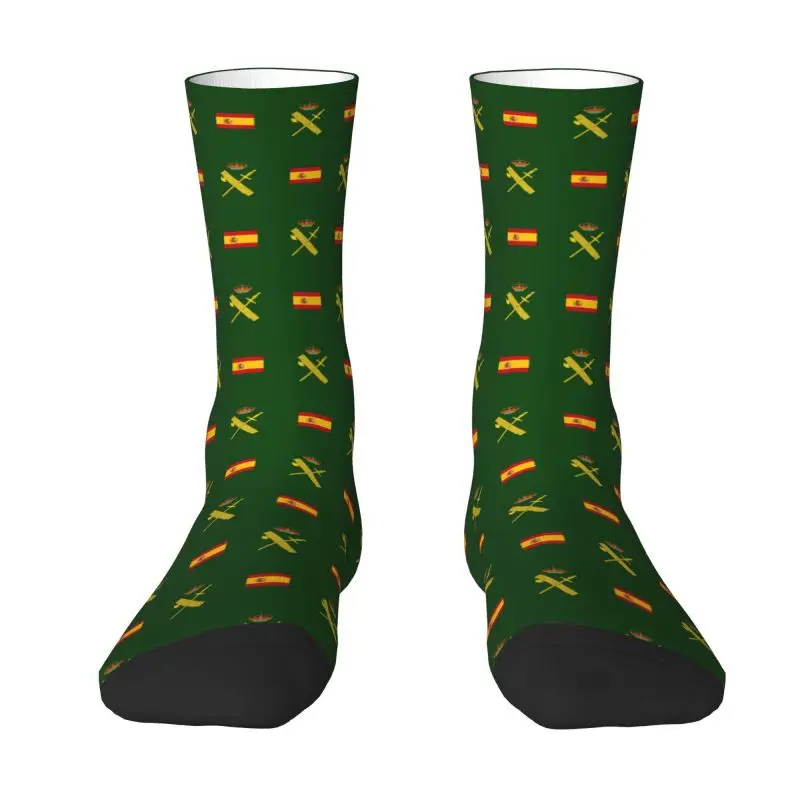 Calcetines de vestir de la Guardia Civil con emblema de la bandera de España, calcetines cálidos y divertidos para hombre y mujer