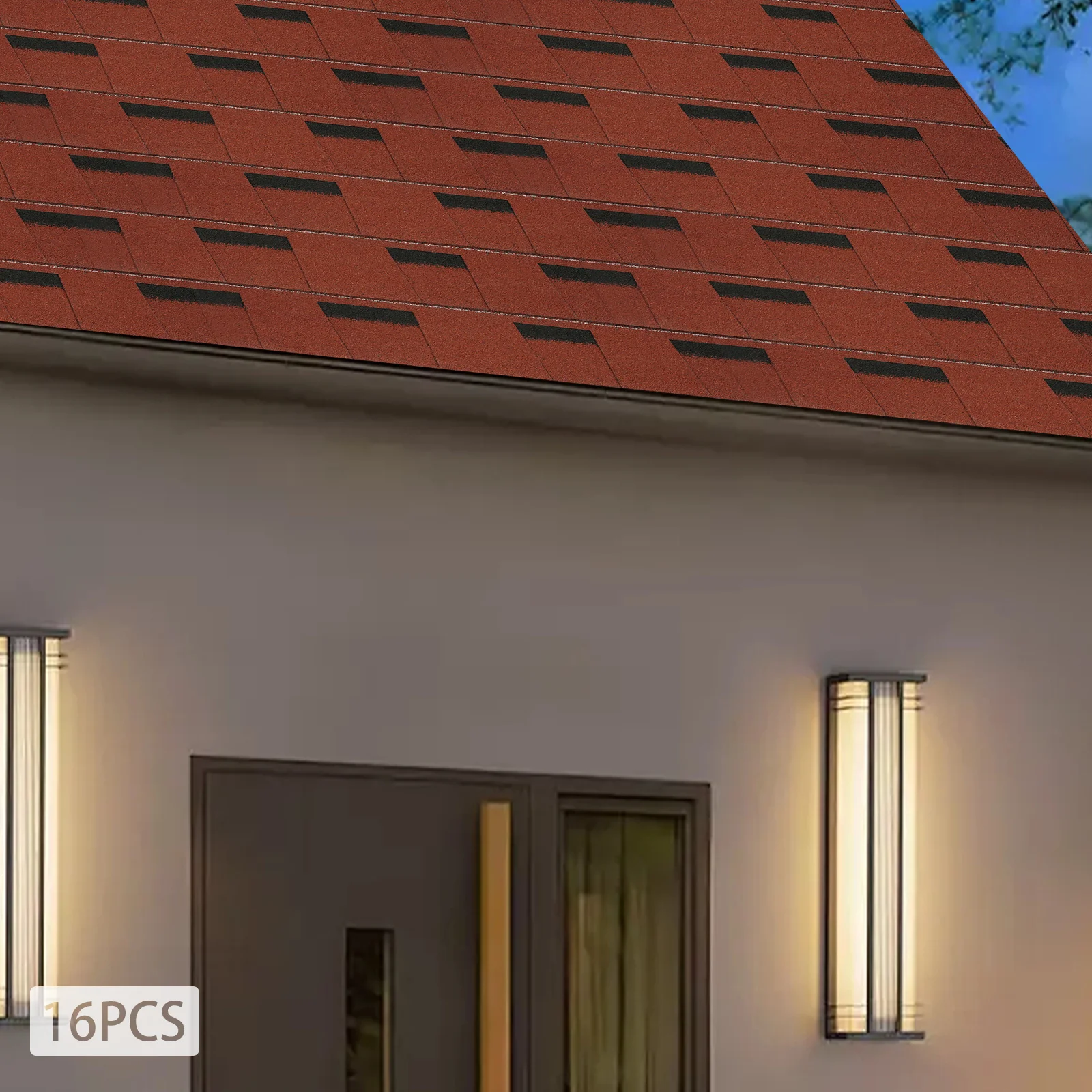 16 sztuk płytek asfaltowych o wymiarach 100 * 33,3 cm o grubości 5,3 mm - Czerwony Chiński, , , Nadaje się do płytek dachowych willi