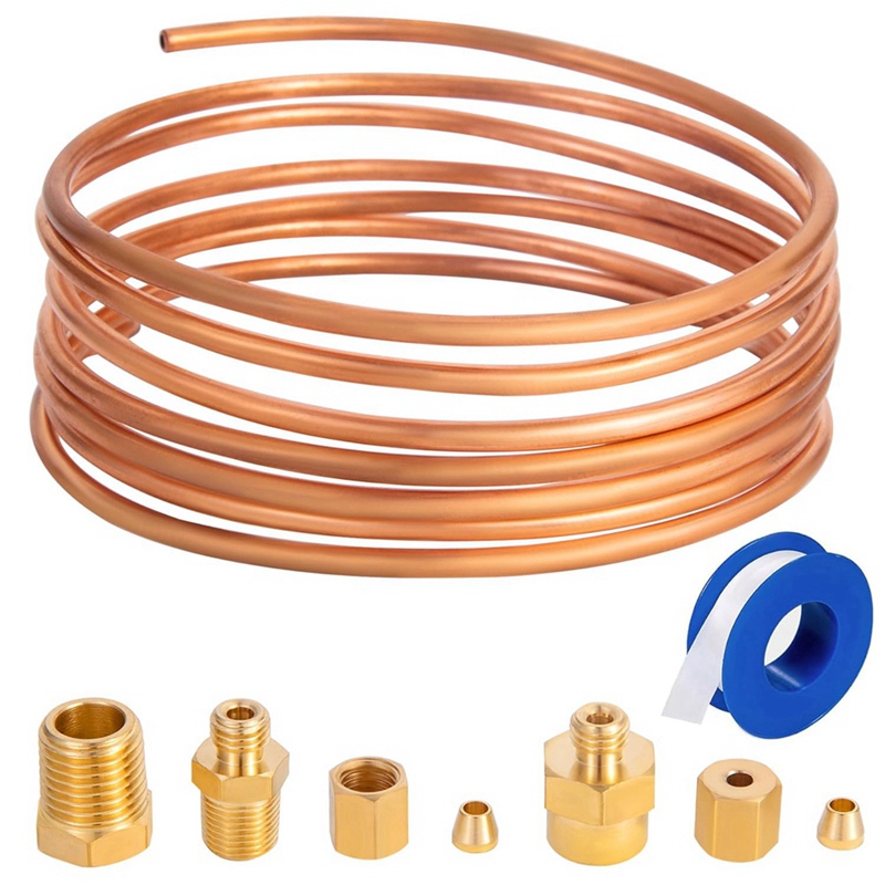 Smart-72Inch Oil Pressure Gauge Tubing Kit,Set Of Copper Tube With 1/4Inch X1/8Inch NPT,1/8Inch NPT Male