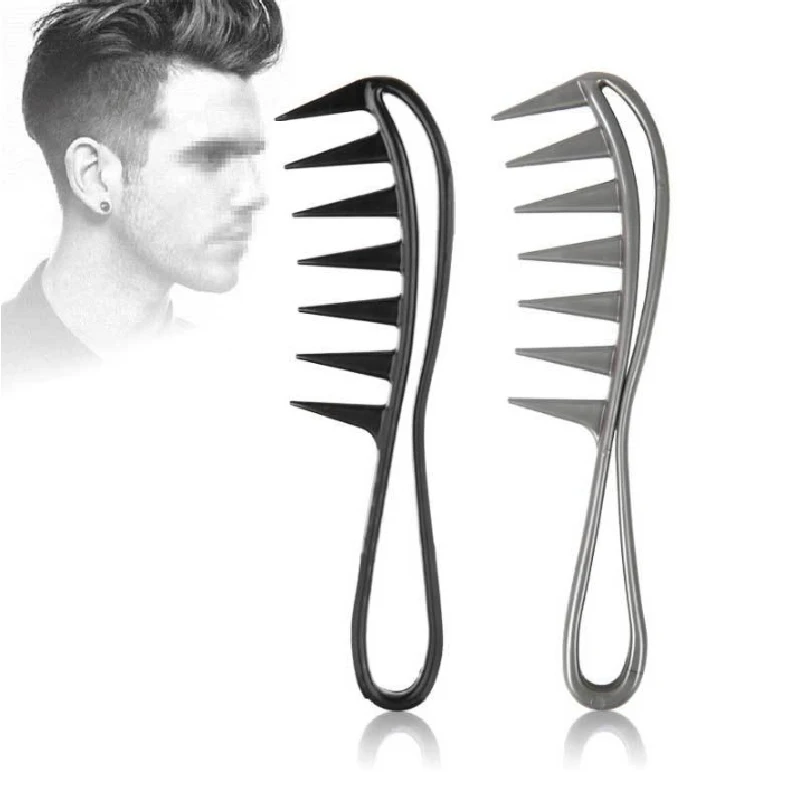 Capelli ricci Pettine in plastica a denti larghi Antistatico Pettine portatile per donna Districante Capelli ricci Parrucchiere Pettine per parrucchiere Massaggio