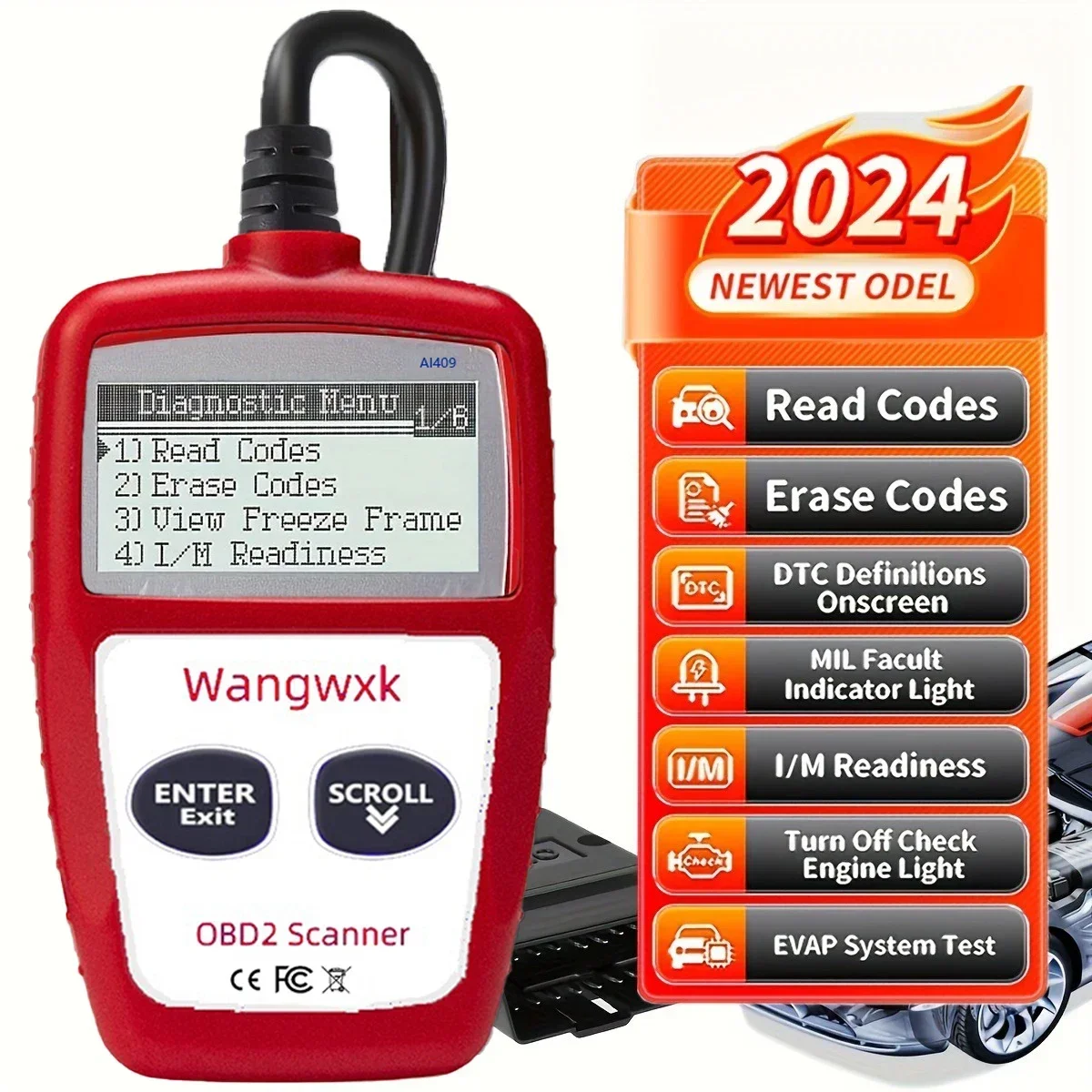 Automotive diagnostisch hulpmiddel OBD2 codelezer digitaal display OBD 2-scanner multifunctionele foutcode clearing 16-pins universeel