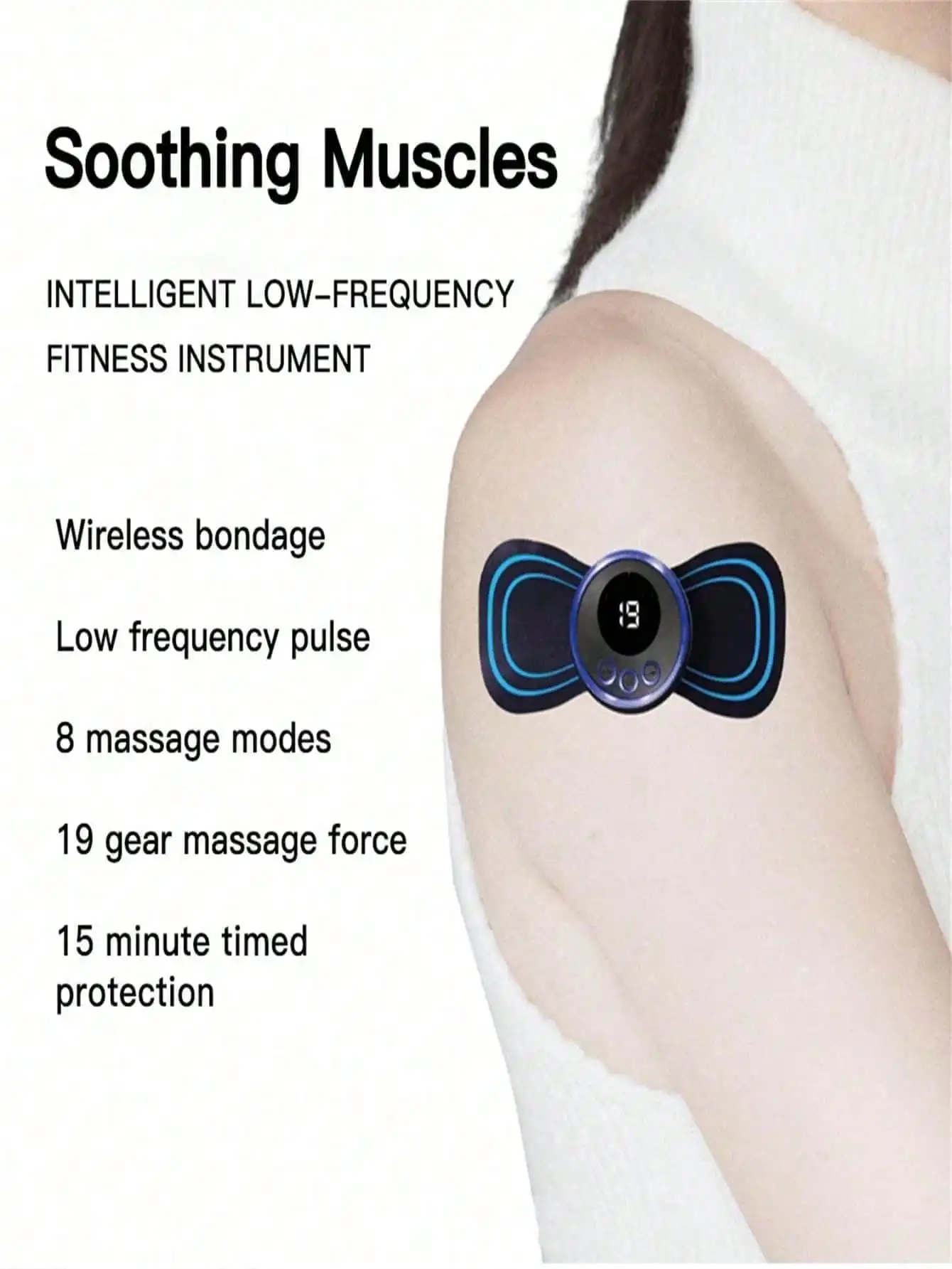 LCD Display EMS Neck Massage Electric Massager Cervical Neck Back Patch 8 Mode Pulse Muscle Stimulator
