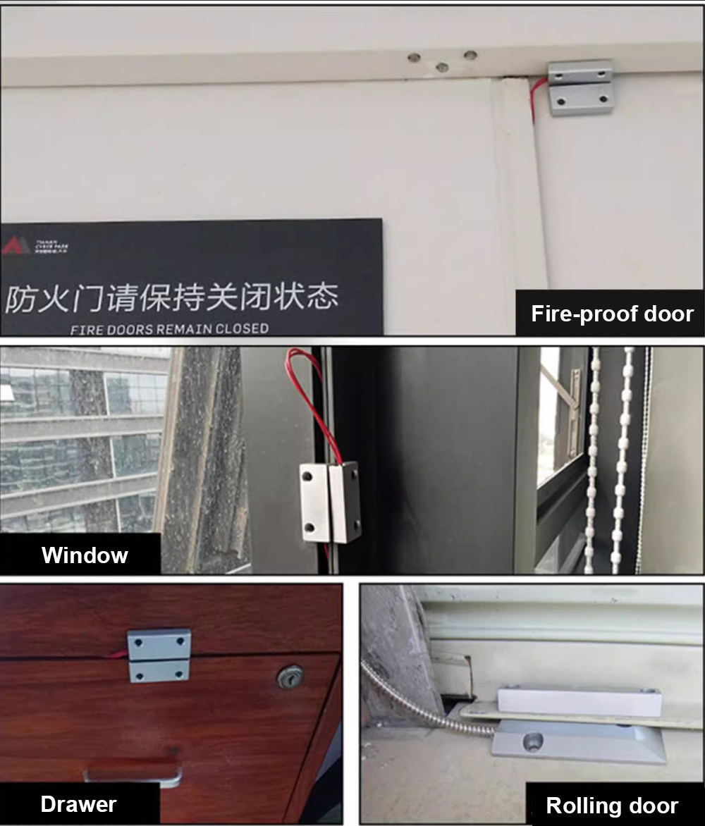เซ็นเซอร์ประตู NC โลหะแบบมีสายลูกกลิ้งชัตเตอร์ประตูแม่เหล็ก Contact Reed Switch สําหรับ Security Alarm System