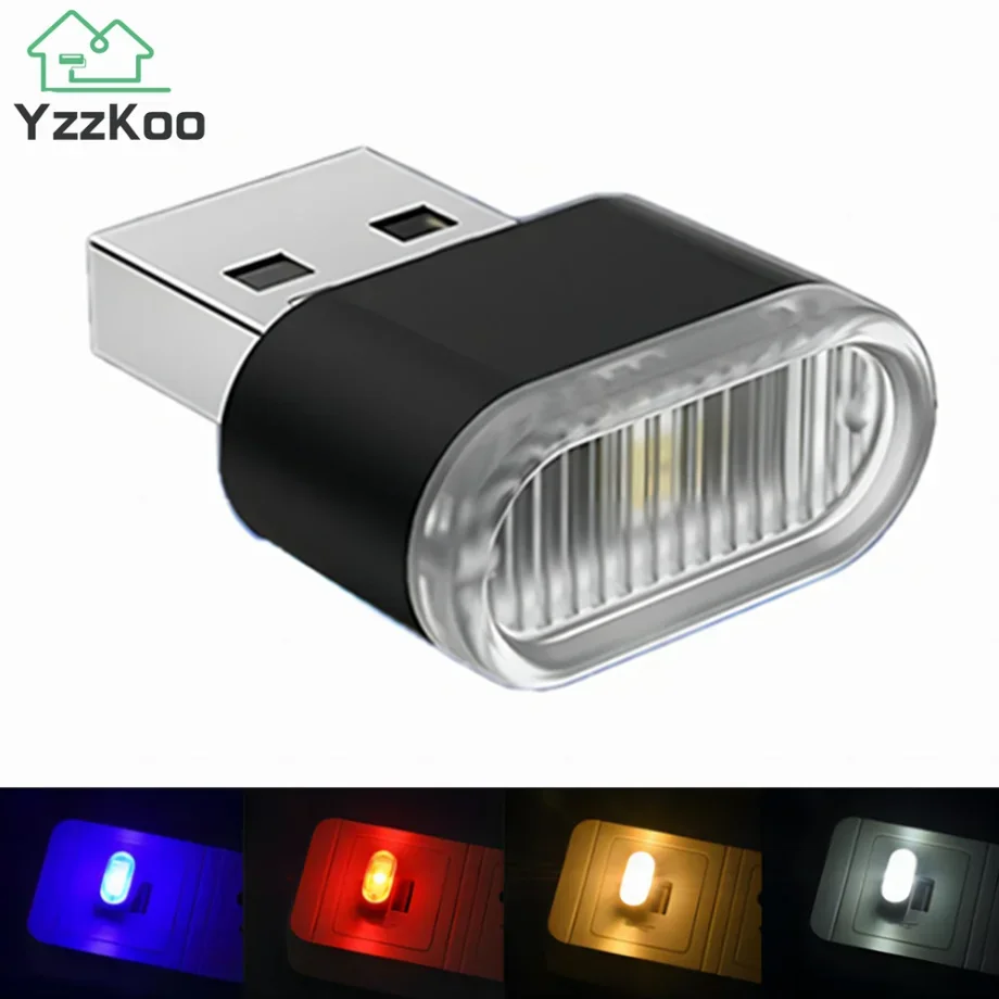 Mini luces de ambiente LED USB para coche, Lámpara decorativa de neón para Interior de coche, iluminación de emergencia, PC Universal, portátil, Plug and Play