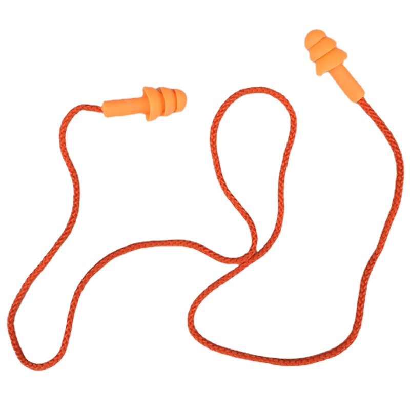 Tapones para los oídos suaves con reducción de ruido, tapones para los oídos de silicona para nadar, deportes acuáticos, protector para los oídos con correa para el cuello, cuerda antipérdida, 1 ud.