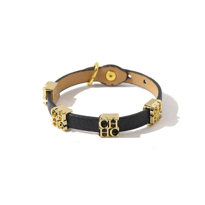 CH สร้อยข้อมือแฟชั่นสตรีตัวอักษรโลหะตกแต่งสุภาพสตรี Vintage คลาสสิกร้อยสแตนเลส Swirl สร้อยข้อมือ